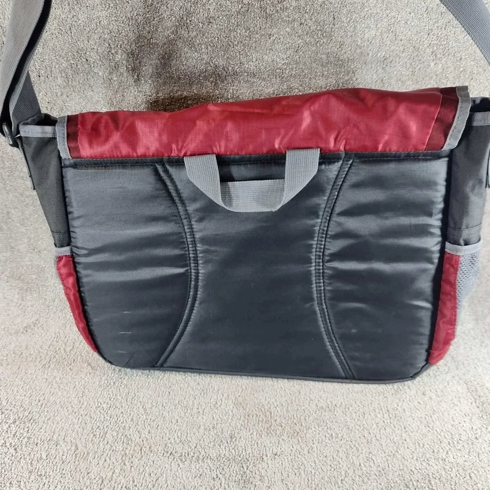 Embark Messenger Bag Burgundy Charcoal Grey Ripstop Laptop Travel Unisex Large